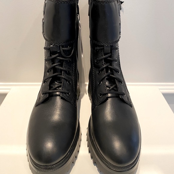 Brand new MANGO Leather & Faux Leather Combat Boots - Picture 3 of 7